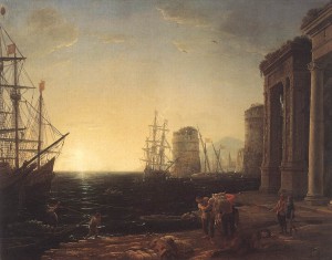 Claude Lorrain's "Harbour Scene at Sunset"